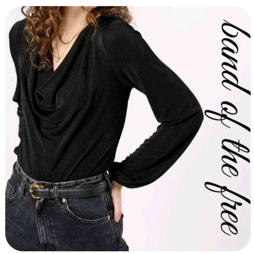 Band of the Free‎ ~ Aggie Black Cowl Neck Bodysuit ~ Size XS ~ 2 Snap Closure